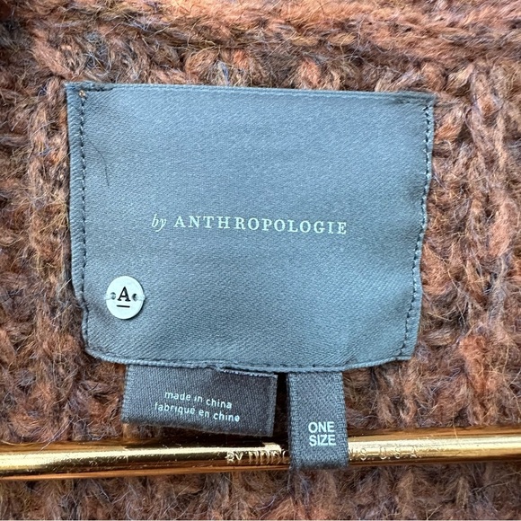 Anthropologie Knit Marled Fringe Poncho Bronze - Picture 8 of 13